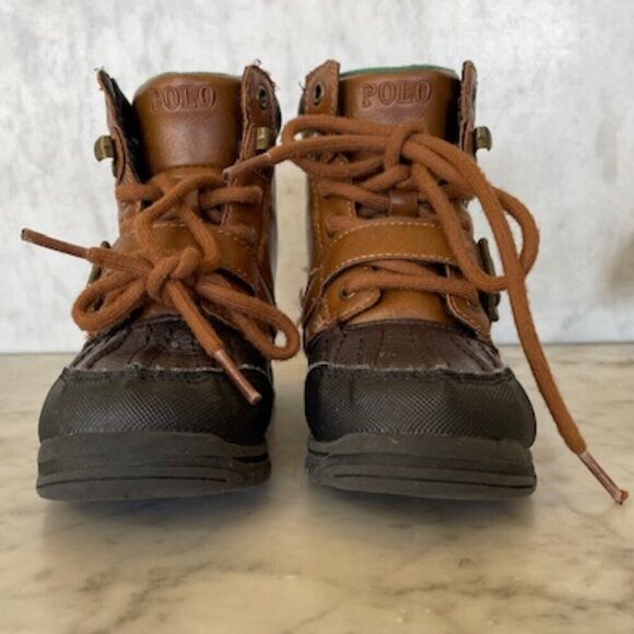 RALPH LAUREN POLO Brown Ankle Combat Dover Boots Size Child 10 - Picture 4 of 15